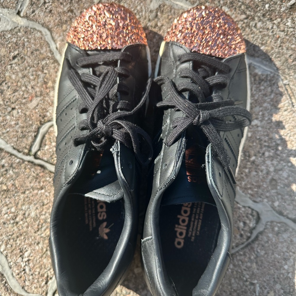 adidas Black Sneakers with Copper Glitter Toecaps